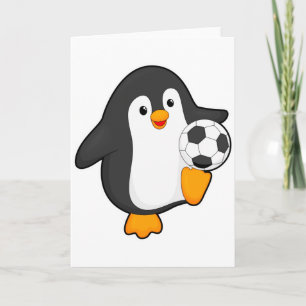 Tarjeta Pingüino como jugador de fútbol con camiseta de ba