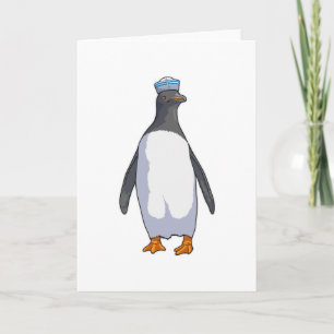 Tarjeta Pingüino como marinero con sombrero