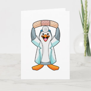 Tarjeta Pingüino como Médica con yeso