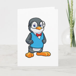 Tarjeta Pingüino como nervioso con gafas