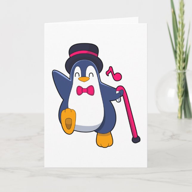 Tarjeta Pingüino como novio con corbata (Anverso)