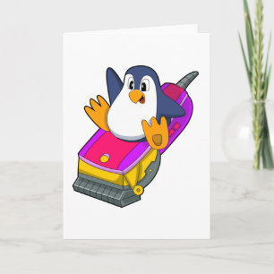 Tarjeta Pingüino como peluquero con navaja