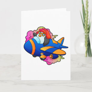 Tarjeta Pingüino como piloto con avión