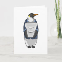 Pingüino como secretario con pila de papel