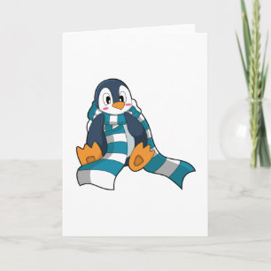 Tarjeta Pingüino con bufanda