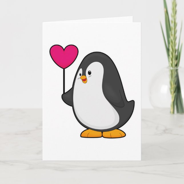 Tarjeta Pingüino con globo cardíaco (Anverso)