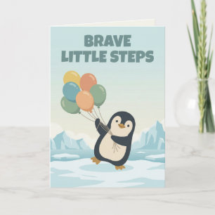 Tarjeta Pingüino con Globos Ánimo Personalizado para Niñ