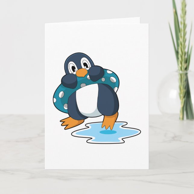 Tarjeta Pingüino con salvavidas (Anverso)