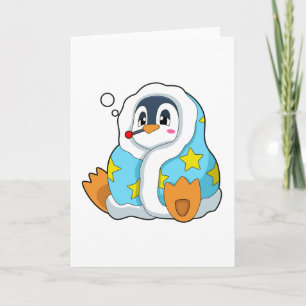 Tarjeta Pingüino con termómetro clínico