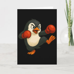 Tarjeta Pingüino de dibujos animados geniales Boxeador Kic