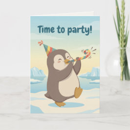 Tarjeta Pingüino de fiesta adorable | Cumpleaños personali