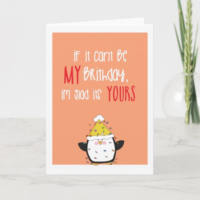 Tarjeta Pingüino de humor lindo Feliz cumpleaños (Anverso)