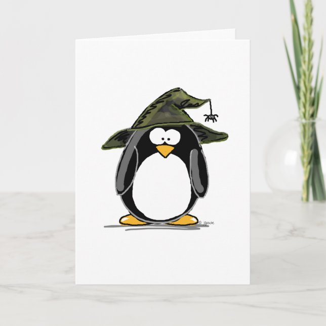 Tarjeta Pingüino de la bruja (Anverso)