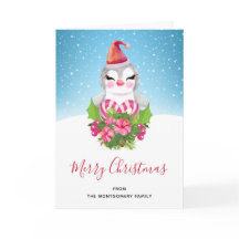 Pingüino de Navidades burdos en Santa Hat