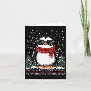 Tarjeta Pingüino De Navidades Graciosos Con Sungles Fea Ch