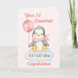 Tarjeta Pingüino de primer nieto personalizado