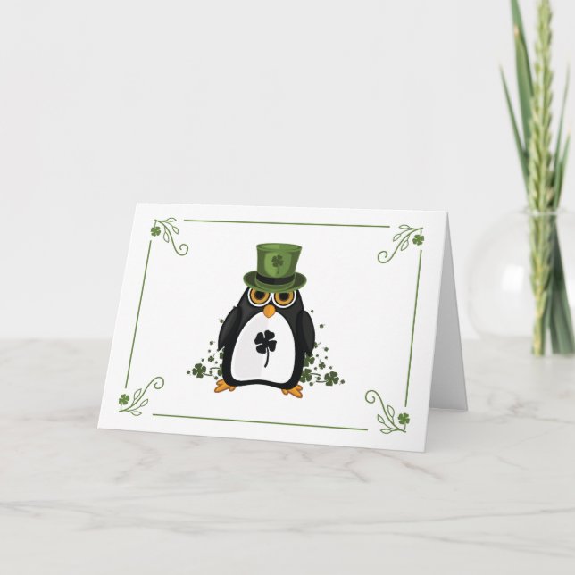 Tarjeta Pingüino de San Patricio (Anverso)