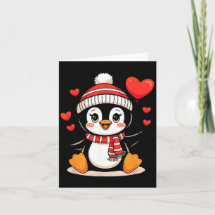 Tarjeta Pingüino de San Valentín Corazón Globo Lindo 