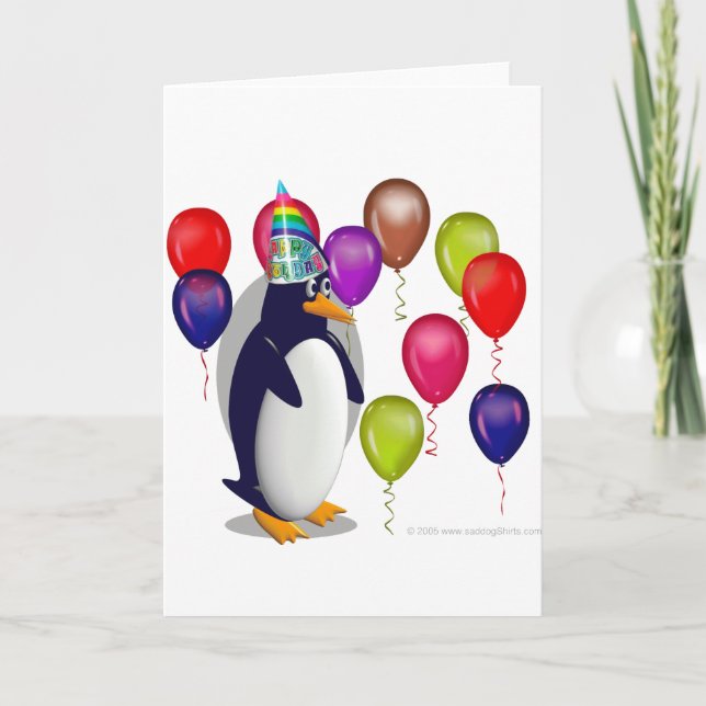 Tarjeta Pingüino del cumpleaños (Anverso)