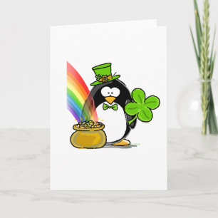 Tarjeta Pingüino del Leprechaun