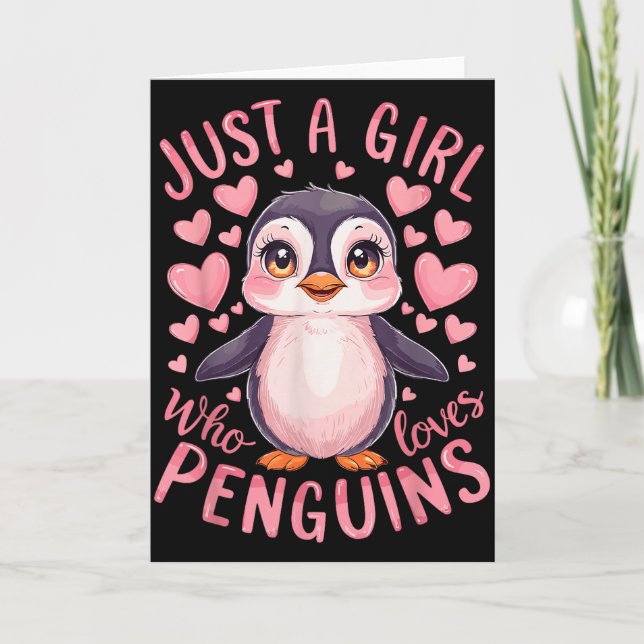 Tarjeta Pingüino Divertido Animal Solo Una Chica Que Ama P (Anverso)