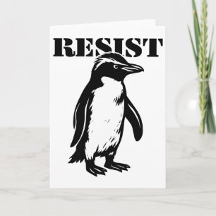 Tarjeta Pinguino divertido resiste protesta contra arancel