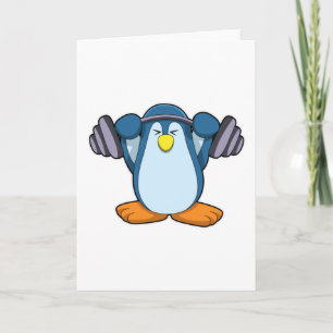Tarjeta Pingüino en Bodybuilding with Dumbbels