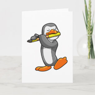 Tarjeta Pingüino en Música con Flauta
