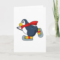 Pingüino en patinaje sobre hielo con patines de hi