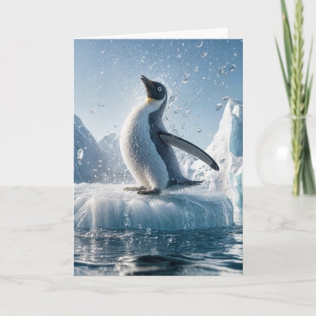 Tarjeta Pingüino En Un Iceberg (Anverso)