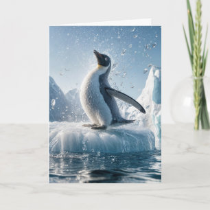 Tarjeta Pingüino En Un Iceberg