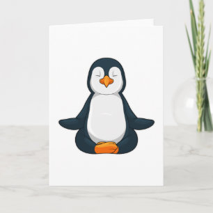 Tarjeta Pingüino en Yoga Fitness sentado