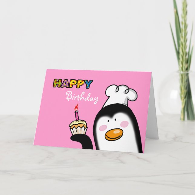 Tarjeta Pingüino feliz cumpleaños (Anverso)