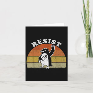 Tarjeta Pingüino gracioso resiste a los pingüinos en prote