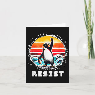Tarjeta Pingüino gracioso resiste a los pingüinos en prote