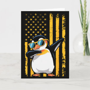Tarjeta Pingüino Gráfico Retro Bandera Americana Pingüino