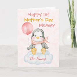 Tarjeta Pingüino lindo 1° Día de la Madre Rosa