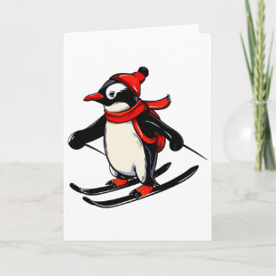 Tarjeta Pingüino Lindo Esquíando - Pingüino Esquíando