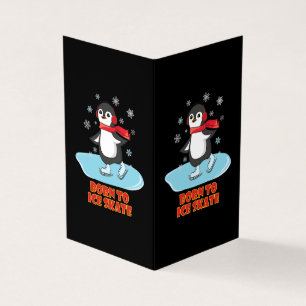 Tarjeta Pingüino Lindo Nacido Para Patinar Sobre Hielo