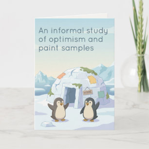 Tarjeta Pingüino Lindo Primer Iglú Humor Seco Nueva Casa