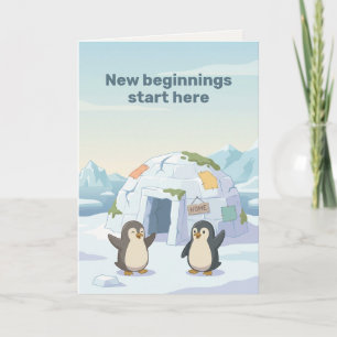 Tarjeta Pingüino Lindo Primer Iglú   Nuevos Comienzos