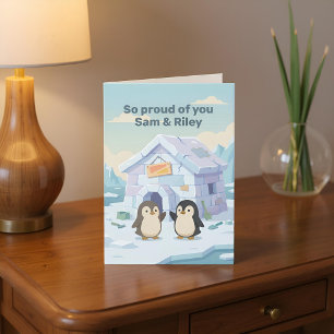 Tarjeta Pingüino Lindo Primera Casa Tan Orgulloso de Ti