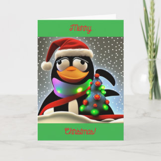 Tarjeta Pingüino navidad
