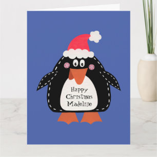 Tarjeta Pingüino Navidad personalizado