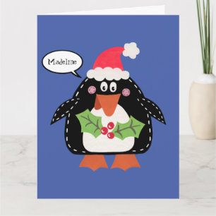 Tarjeta Pingüino Navidad personalizado