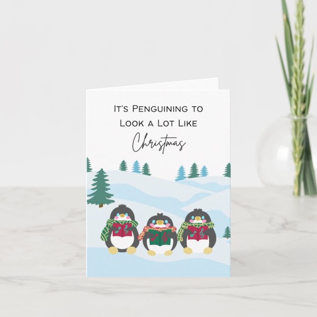 Tarjeta Pingüino parecerse mucho a Navidades - Pun (Anverso)