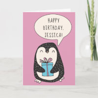 Pingüino personalizado con cumpleaños de regalo en