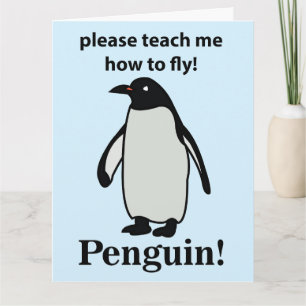 Tarjeta Pingüino Por favor enséñame a volar Pingüino Diver