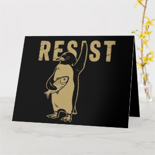 Tarjeta Pingüino resiste a los pingüinos en protesta contr
