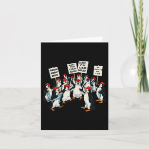 Tarjeta Pingüinos contra los aranceles divertidos Pingüino